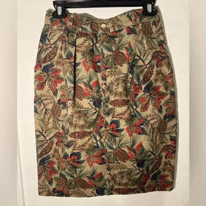 Gotcha Covered Vintage Floral Leaves Holiday Denim Skirt Womens Size 10